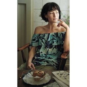 *MAEVE* Anthropologie Women's Islander Off the Shoulders Floral Blouse Top Large